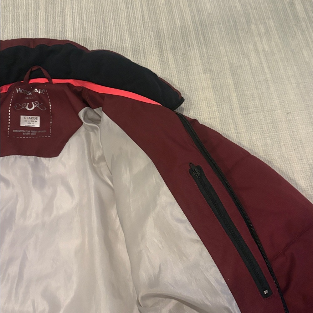 Horseware Women's Maroon Quilted Puffer Jacket, XL. Like new!!! - Picture 4 of 5